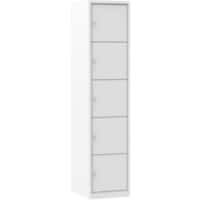 Casier Ceha Métal 5 Portes 1 colonne Serrure à cylindre 300 x 500 x 1800 mm Blanc