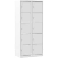 Casier Ceha Métal 5 Portes 2 colonnes Serrure à cylindre 600 x 500 x 1800 mm Blanc