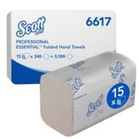 Scott papieren Handdoeken Essential 6617 1-laags Wit 15 Stuks à 340 Vellen