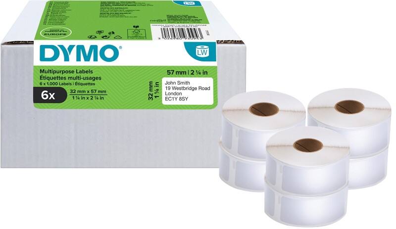 Dymo LW Multifunctionele Etiketten 2093094 Matte afwerking Zelfklevend 57 (B) x 32 (H) mm 6 Rollen à 1000 Etiketten