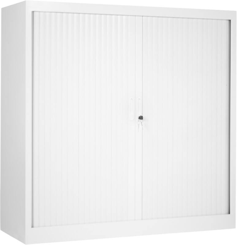 Armoire à portes rideaux Ceha Métal 3 Étagères Verrouillable 1200 x 450 x 1200 mm Blanc