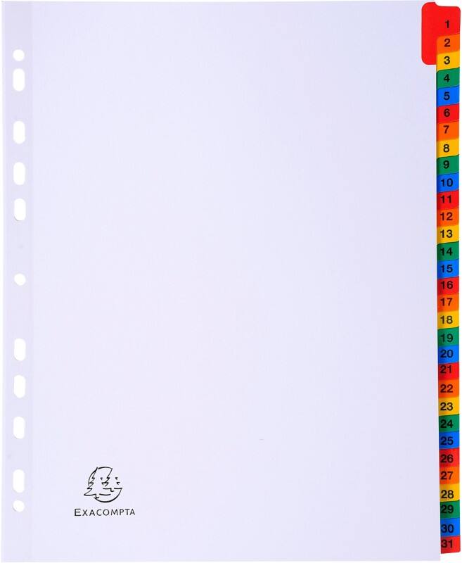 Intercalaires Exacompta 4131E A4+ Carte Onglets 1 à 31 10 Unités