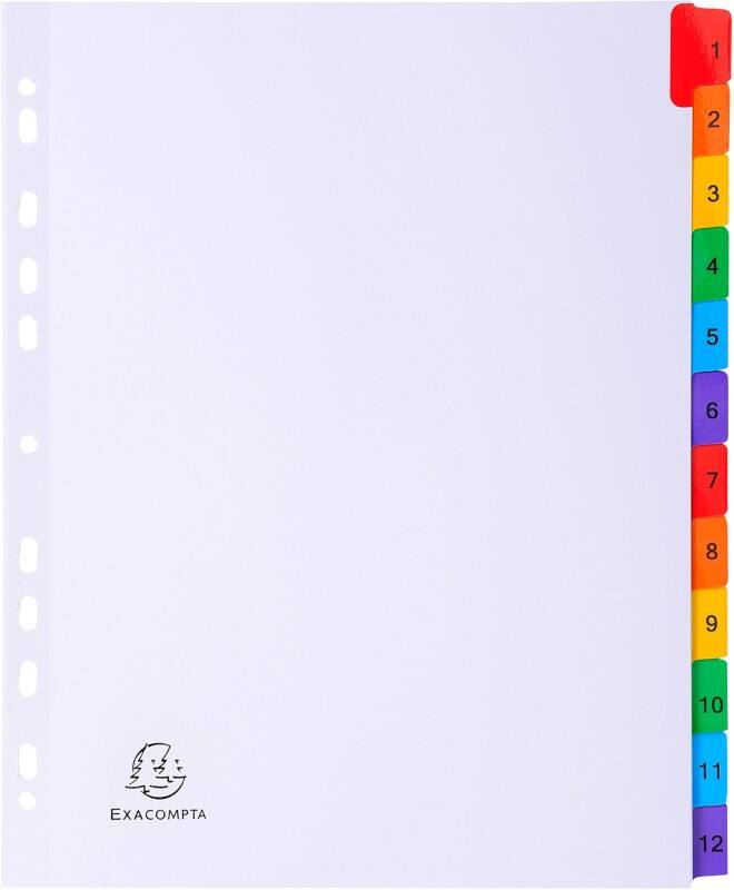 Exacompta Tabbladen 4112E 12 tabs Geperforeerd Karton 1 tot 12 20 Stuks