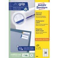 AVERY Zweckform Multifunctionele Etiketten 3421 Ultragrip Wit A4 70 x 25,4 mm 100 Vellen à 33 Etiketten