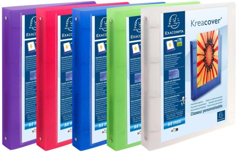 Classeur à anneaux Exacompta Kreacover 30 mm PP (Polypropylène) A4+ 4 Anneaux Assortiment 51769E 15 Unités