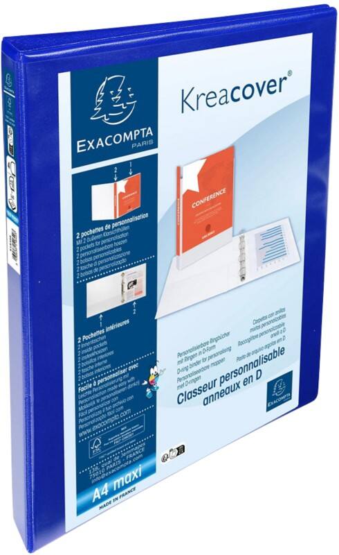 Classeur à anneaux Exacompta Kreacover 15 mm PP (Polypropylène) A4+ 4 Anneaux Bleu 51840BE 10 Unités