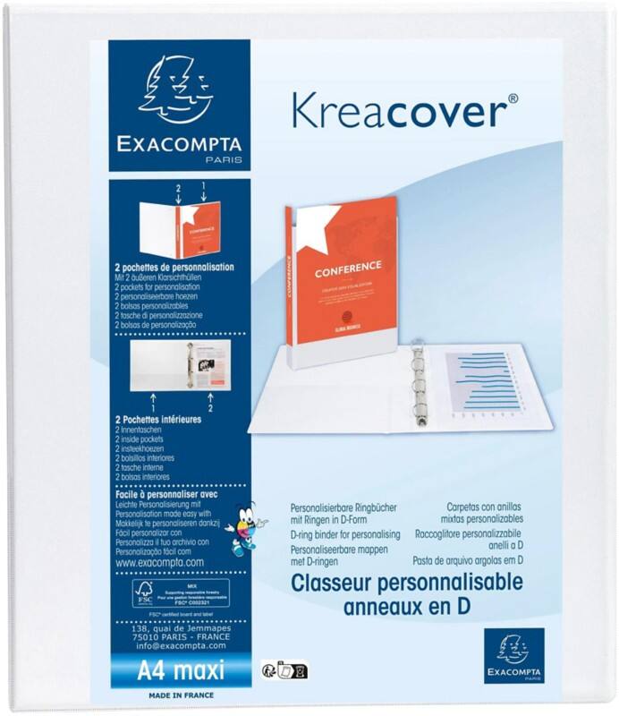 Classeur à anneaux Exacompta Kreacover 40 mm PP (Polypropylène) A4+ 2 Anneaux Blanc 51923E 10 Unités