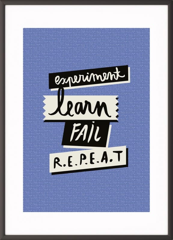 Paperflow Lijst met motiverende slogan "Experiment Fail Learn Repeat" 600 x 800 mm Kleurenassortiment