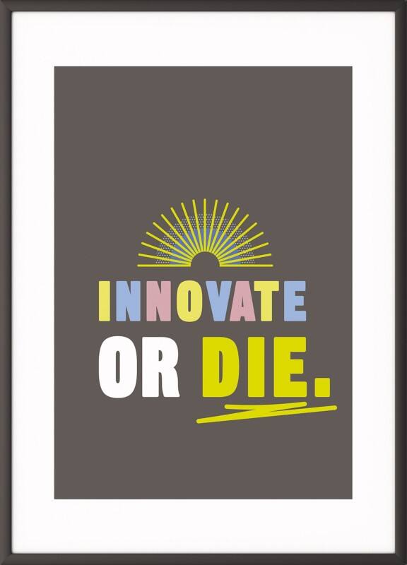 Paperflow Lijst met motiverende slogan "Innovate Or Die" 600 x 800 mm Kleurenassortiment