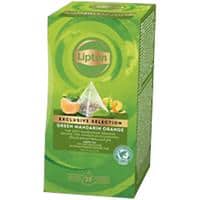 Thé vert Lipton Sélection Exclusive Mandarine, orange 25 Unités de 2 g