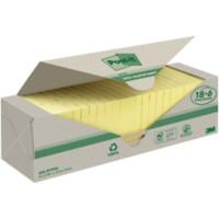 Post-it Gerecyclede zelfklevende memoblaadjes 76 x 76 mm Kanariegeel 70 vellen Voordeelverpakking 18 + 6 gratis