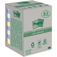 Post-it Gerecyclede zelfklevende memoblaadjes 76 x 76 mm Pastelkleuren 100 vellen Voordeelverpakking 8 + 2 gratis