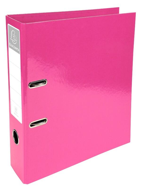 Classeur à levier Exacompta Large Iderama A4 70 mm Rose 2 Anneaux 53624E Carton Brillant Portrait  10 Unités