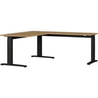 Bureau pour télétravail GERMANIA 8513-582 Chêne, noir 160 x 193 x 67 - 87 cm