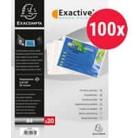 Exacompta Exactive Showtassen A4 Glashelder Transparant 55 micron PP (Polypropeen) Boven 4 Gaten 5734E 100 Stuks