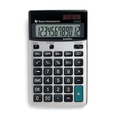 Calculatrice De Bureau Texas Instruments TI-5018 SV 105 mm Noir, Argent