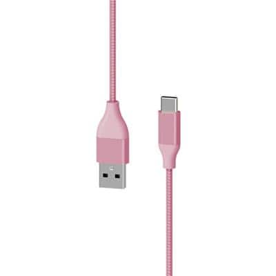Câble Xlayer PREMIUM Métallique USB vers USB C 1,5m (Recharge rapide 3A/USB 2.0) Rose