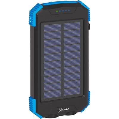 XLayer Powerbank Plus Solar 10000mAh Zwart, blauw