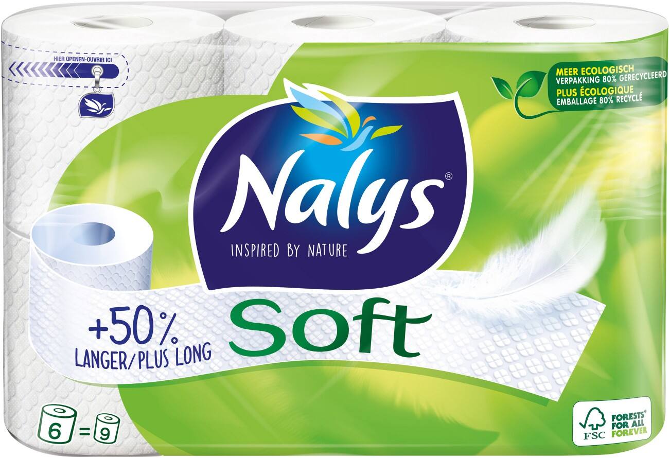 Rouleaux De Papier Toilette Nalys Maxi. Souple 2 épaisseurs 6 Rouleaux de 210 Feuilles