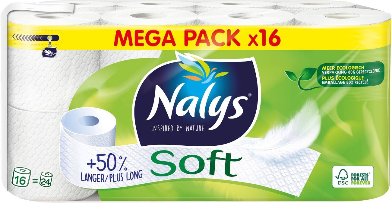 Nalys Toiletpapier Soft 2-laags 16 Rollen à 210 Vellen