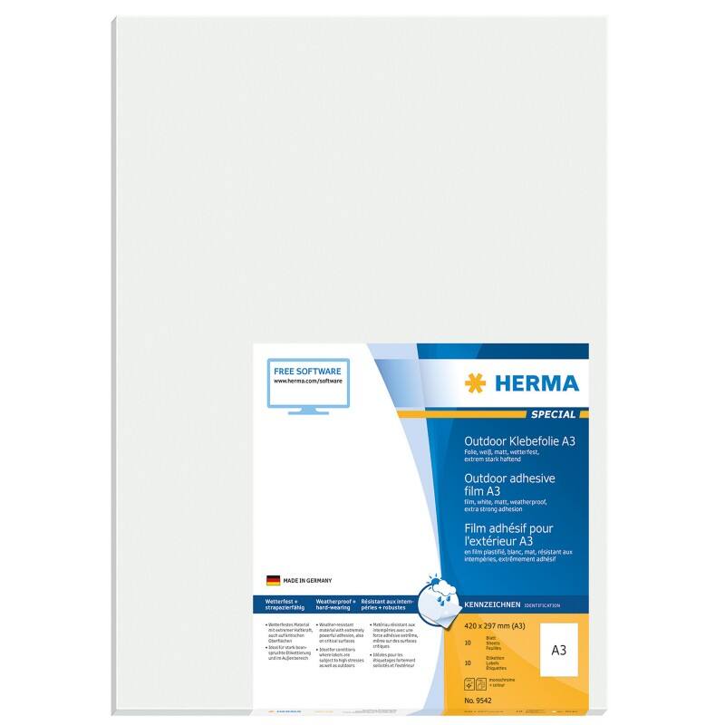 HERMA Etiketten 9542 Klevend A3 297 x 420 mm  10 Vellen à 1 Etiketten