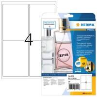 Étiquettes en plastique HERMA 8019 Transparent Rectangulaires A4 99,1 x 139 mm 25 feuilles de 4 Étiquettes 8019