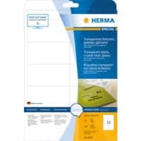 Étiquettes en plastique HERMA 8018 Transparent Rectangulaires A4 96 x 50,8 mm 25 feuilles de 10 étiquettes 8018