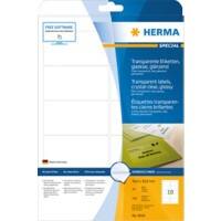 Étiquettes en plastique HERMA 8018 Transparent Rectangulaires A4 96 x 50,8 mm 25 feuilles de 10 étiquettes 8018