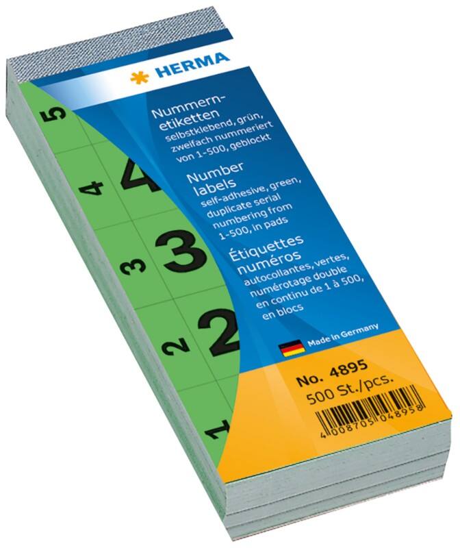 HERMA Nummeretiketten 4895 Klevend Groen 28 x 56 mm  100 Vellen à 5 Etiketten