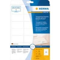 Étiquettes en plastique résistantes HERMA 8017 Transparent Rectangulaires A4 63,5 x 38,1 mm 25 Feuilles de 21 Étiquettes 8017