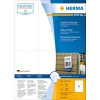 Étiquettes robustes à accrocher HERMA 8047 Blanc Rectangulaires A4 70 x 148,5 mm 100 Feuilles de 6 Étiquettes 8047