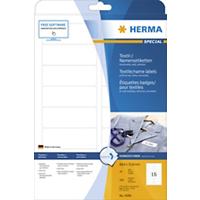 Étiquettes badges HERMA 4588 Blanc, en textile Rectangulaires 88,9 x 33,8 mm 10 feuilles de 16 étiquettes 4588