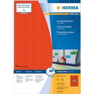 Étiquettes de couleur HERMA 4238 Rouge Rectangulaires 25 x 10 mm 100 feuilles de 189 étiquettes