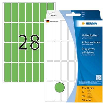 HERMA Multifunctionele Etiketten 2365 Groen 13 x 40 mm Rechthoekig 32 Vellen van 28 Etiketten