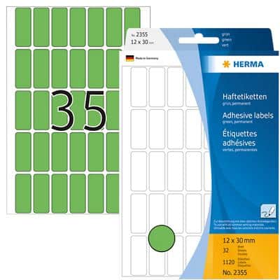 HERMA Multifunctionele Etiketten 2355 Groen 12 x 30 mm Rechthoekig 32 Vellen van 35 Etiketten