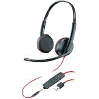 Casque filaire Plantronics C3225 Sur tête Antibruit USB Avec microphone Noir, rouge
