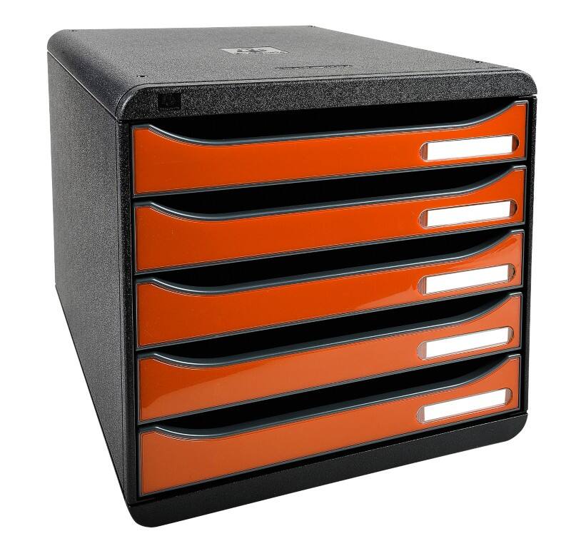 Exacompta ECOBlack Ladekastje Kunststof Oranje, zwart 5 Lades 27,8 x 34,7 x 27,1 cm