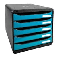 Exacompta Ladekastje met 5 lades Big Box PLUS Kunststof Zwart, Turquoise 27.8 x 34,7 x 27.1 cm