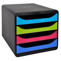 Exacompta Ladekastje met 4 lades Big Box Kunststof Klimaat Neutraal Assorti 27.8 x 34,7 x 26.7 cm