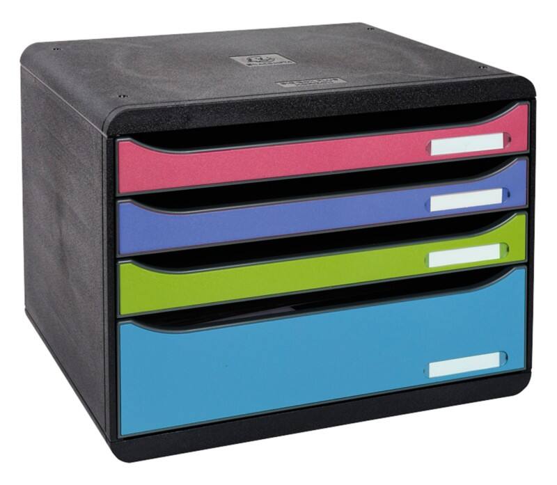 Exacompta 1928 Ladekastje Kunststof Kleurenassortiment 4 Lades 35,5 x 27 x 27,1 cm