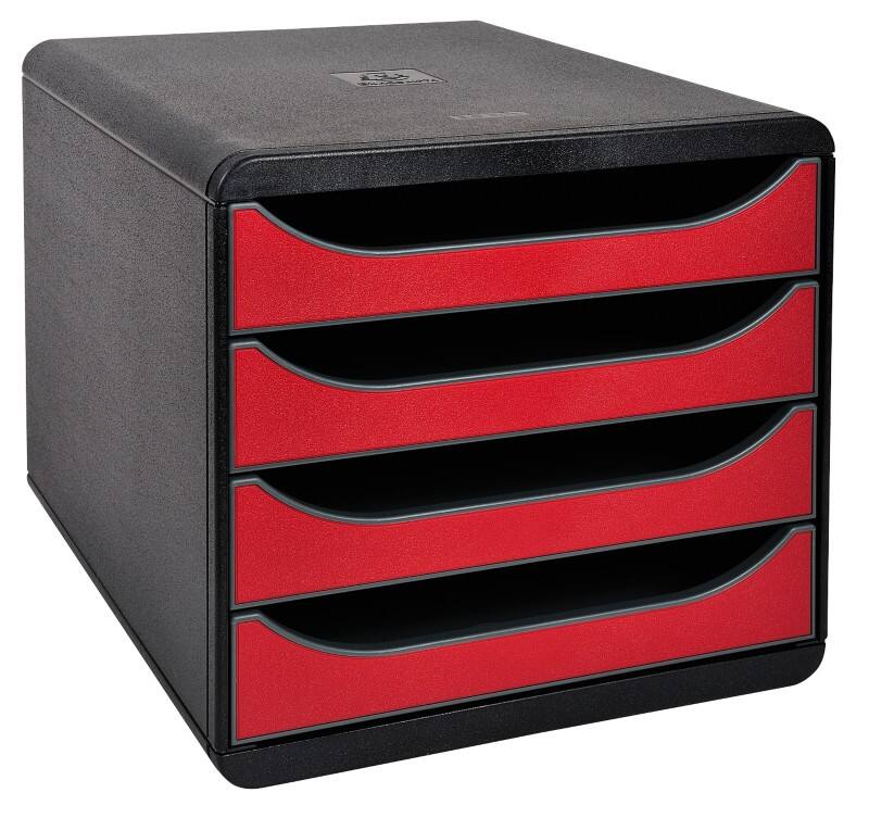 Module de classement Exacompta Classic Plastique Noir, rouge 4 Tiroirs 27,8 x 34,7 x 26,7 cm A4+