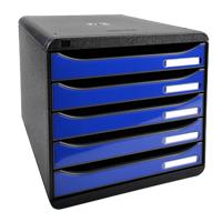 Module à tiroirs Exacompta Big Box Plus ECOBlack 5 tiroirs Plastique Bleu, noir 27,8 x 34,7 x 27,1 cm