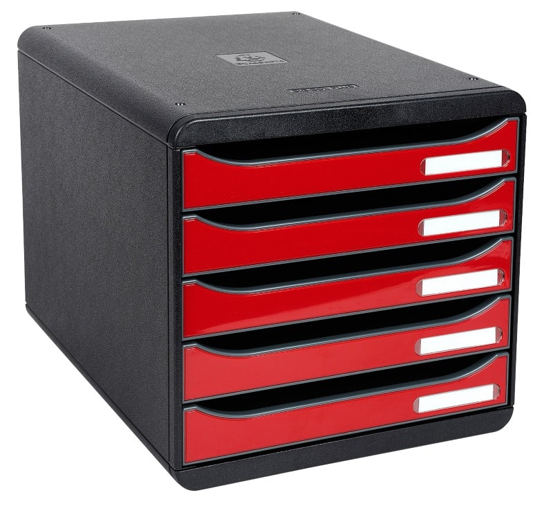 Module de classement Exacompta ECOBlack Plastique Noir, rouge 5 Tiroirs 27,8 x 34,7 x 27,1 cm A4+