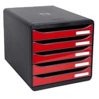 Module à tiroirs Exacompta Big Box Plus 5 tiroirs Plastique Noir, rouge 27,8 x 34,7 x 27,1 cm
