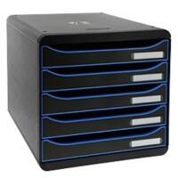 Module à tiroirs Exacompta Big Box Plus Black Office 5 tiroirs Plastique Bleu, noir 27,8 x 34,7 x 27,1 cm