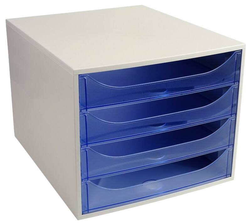 Module de classement Exacompta Classic Plastique Bleu, gris 4 Tiroirs 28,4 x 34,8 x 23,4 cm A4+