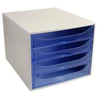 Module à tiroirs Exacompta EcoBox 4 tiroirs Plastique Bleu, gris clair 28,4 x 34,8 x 23,4 cm