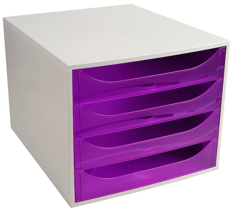 Module de classement Exacompta Classic Plastique Gris, violet 4 Tiroirs 28,4 x 34,8 x 23,4 cm A4+