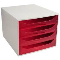 Module à tiroirs Exacompta EcoBox 4 tiroirs Plastique Gris clair, rouge 28,4 x 34,8 x 23,4 cm