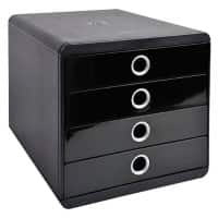 Module à tiroirs Exacompta Pop-Box Plus 4 tiroirs Plastique Argenté, noir 27,8 x 34,7 x 26,7 cm